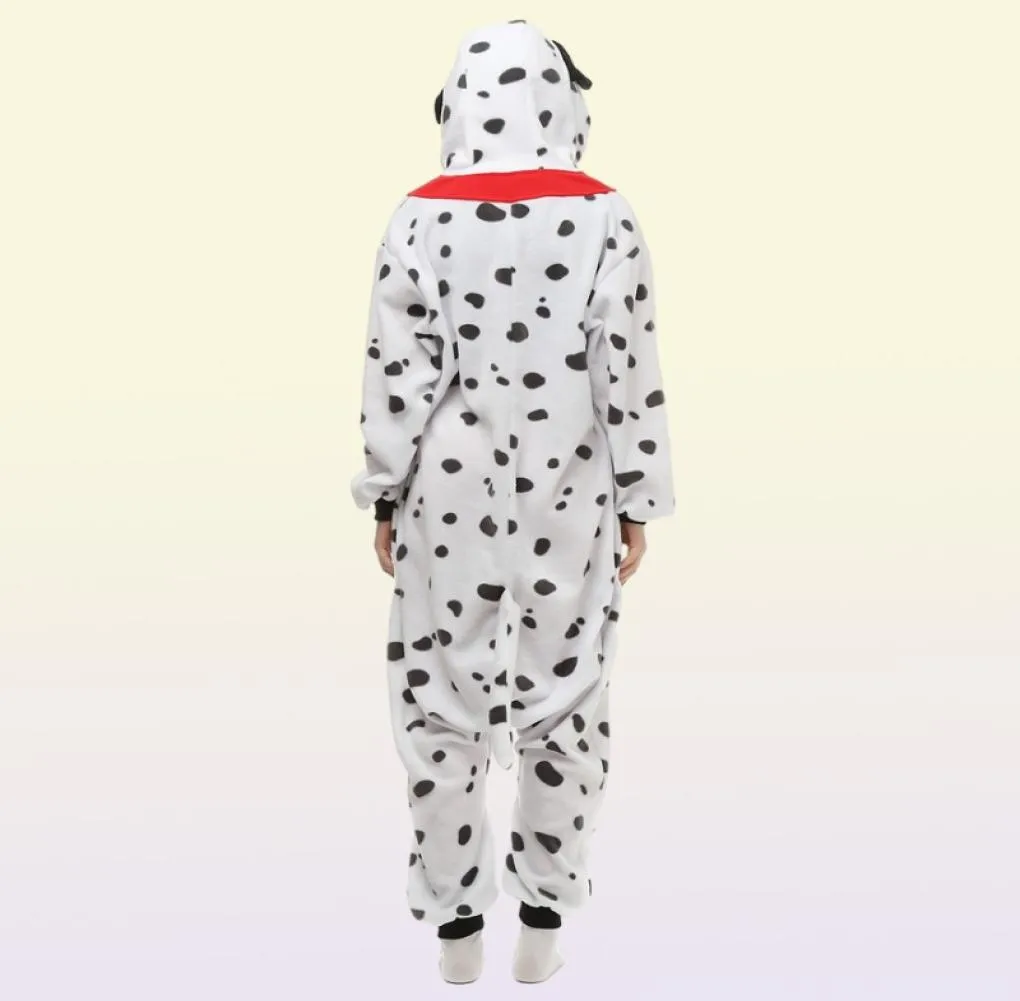 Dalmatian Dog Women039s och Men039S Animal Kigurumi Polar Fleece Costume For Halloween Carnival New Year Party Welcome Drop 1014237