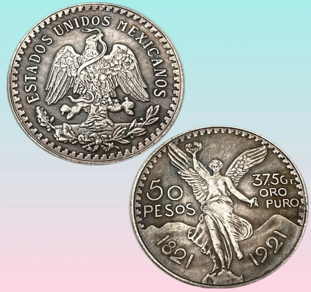 Wysokiej jakości 1946 Meksyk Gold 50 peso Moneta Gold 37373mm Arts Crafts Creative pamiątka pamiątkowa monety 18211921 Mexicanos 508238975