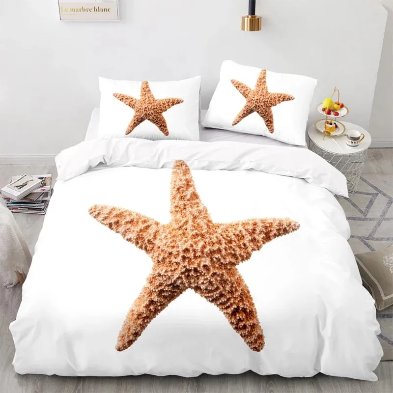 Ensemble de literie Starfish Match Pattern Cover Cover Ensemble 220x240 avec taie d'oreiller pour qualité 3D Print Home Textiles