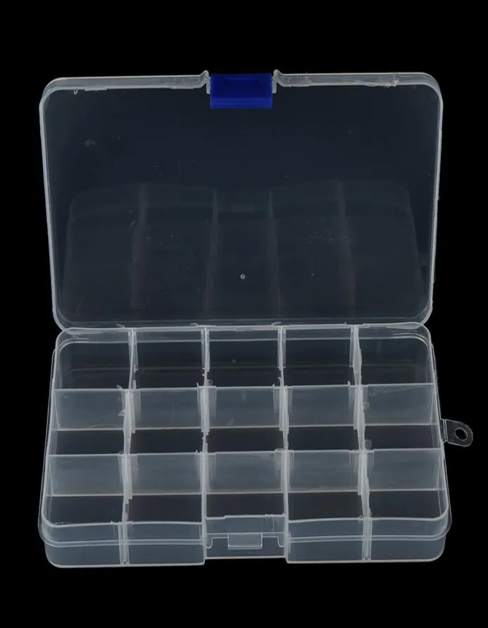 1Pcs Convenient Fishing Lure Tool Case Tackle Boxs Plastic Clear Fishing Track Box With 15 Compartments Whole9847185