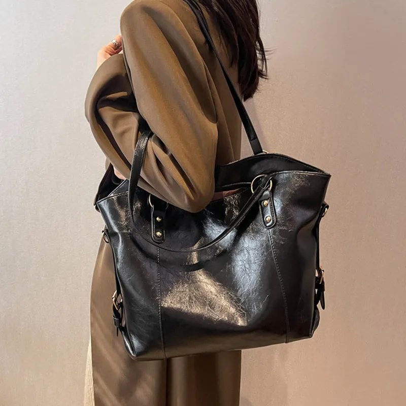 Vintage Style Genuine Leather Women's Tote Handbag - Hobo Shopper Purse, Multiple Pockets, Handmade In India 2 thumbnail image