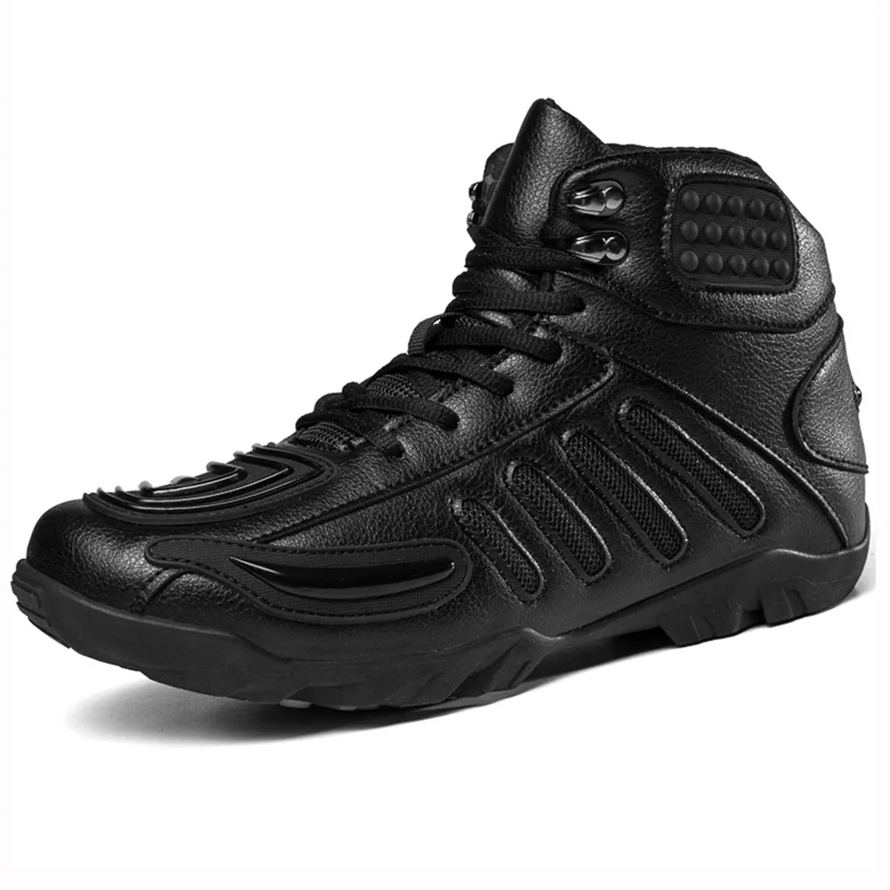 Men s Motorcycle Boots Breathable Black Motocross Riding Shoes for Motorbike Biker Chopper Cruiser Touring