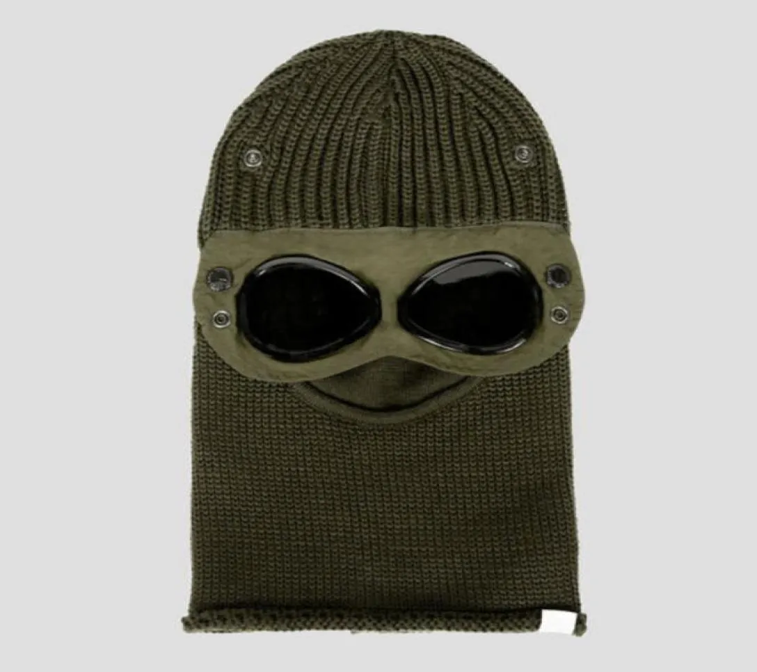 Goggle balaclava extra fino merino lã gorro knit chapéu de homem boné ao ar livre capa retém tampas de caveira tampas pretas exército verde8499975
