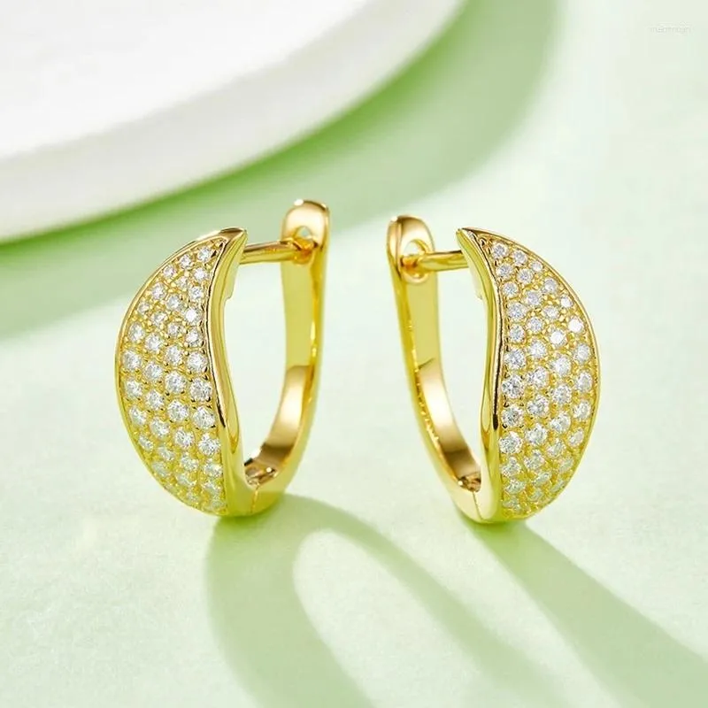 Boucles d'oreilles de cerceau mode 0.5 cm de mêlée diamants bijoux Femme Femmes d'oreille 925 Pave Diamond Hoops Sterling Silver Gold plaqué Moissanite