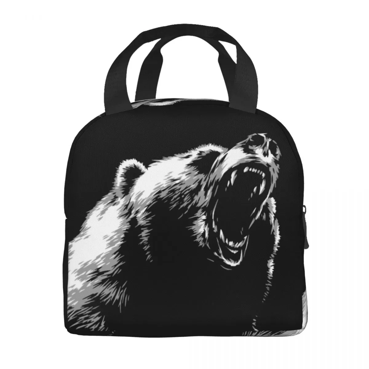 Angry Bear Lunch Bag For School Office Portable Food Thermal Cooler Isolated Lunch Box Women Children Tygväskor