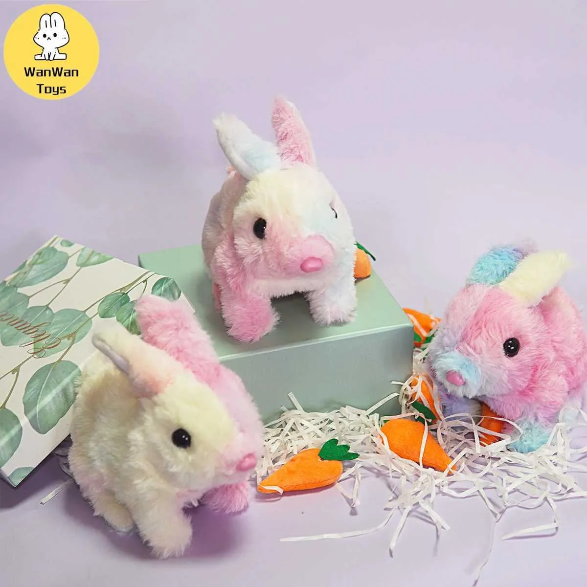 Electric/RC Zwierzęta interaktywne zabawki króliki symulują zwierzęta z dźwiękiem i funkcjami spacerowymi Króliami pełnymi włosów idealnych na wielkanocne Halloween. Dziękuję 240412