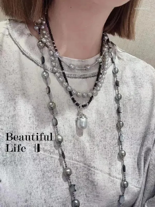 Colliers pendants Design minimaliste de style bouddhiste bijoux de filles petits cou de perle noire suspendues