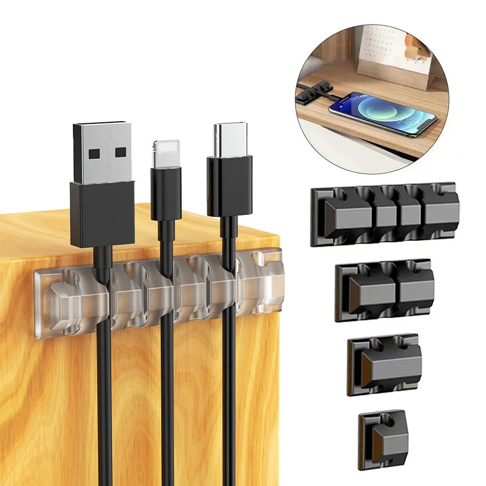 Siliconen USB -kabelorganisator Clips in auto Home Office Desktop Tidy Management Draad Holder Kabelwinder voor muistoetsenbord