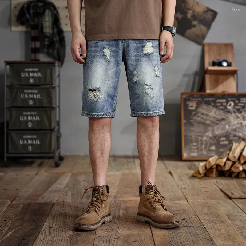 Herren Jeans 28-48 Large-Größe Shorts Ripped Denim Hosen LOSSER RETRO-Trend Casual Oversize Summer Pirate