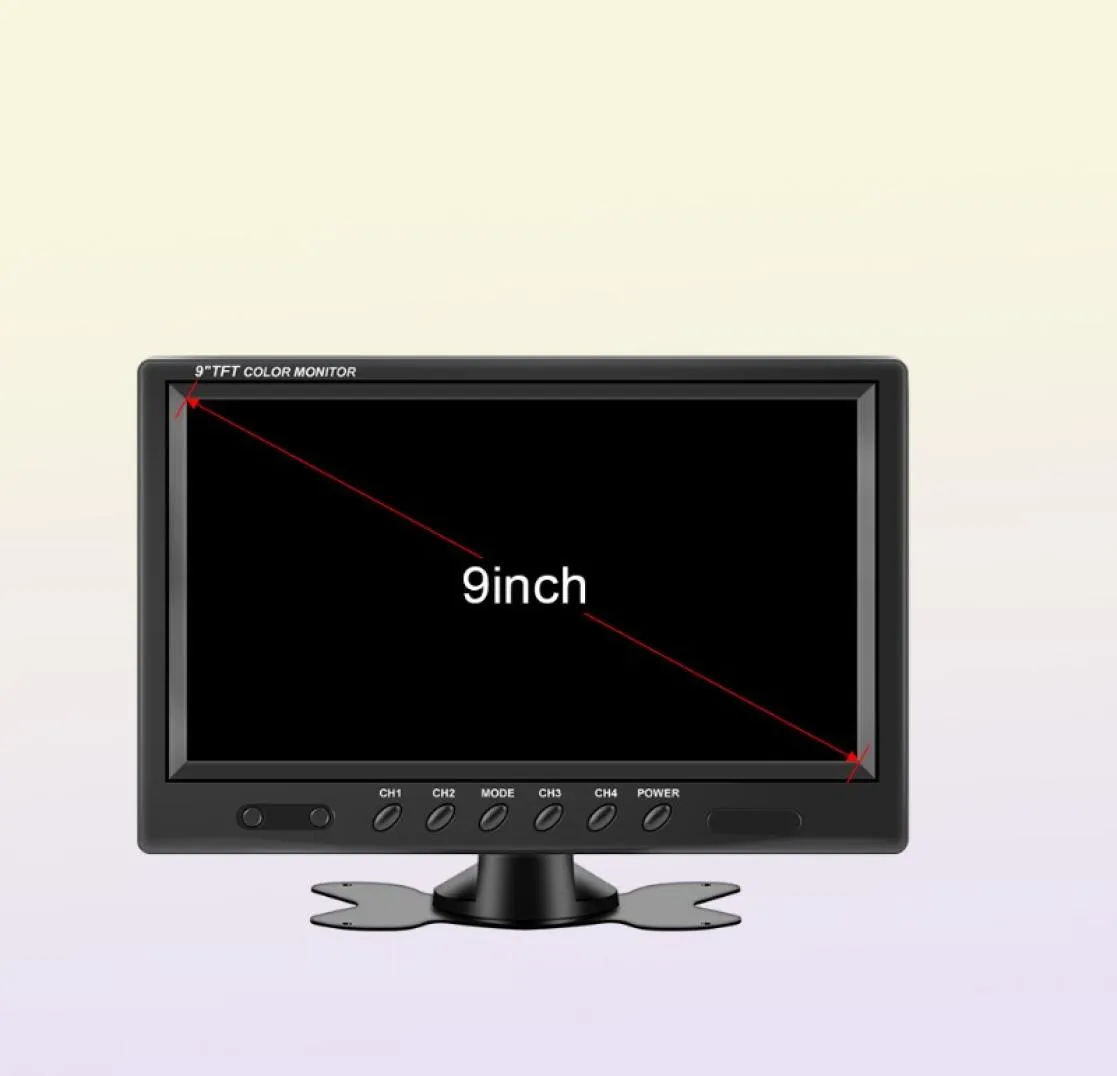 9 inch TFT LCD Split Screen Quad Monitor Security Surveillance Car Headstang achteraanzicht Monitor Parkeer achteruitzicht Camera Systeem3322840