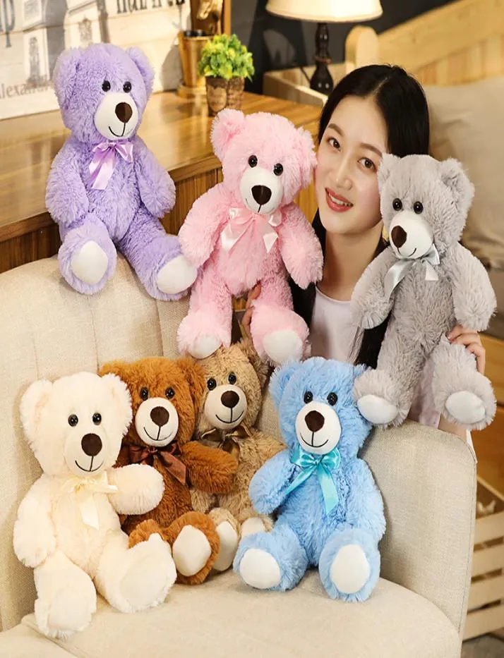 35cm cute teddy bear plush toy small bow tie bear plush doll cartoon sevencolor bear animal children doll christmas girl birthday3802642