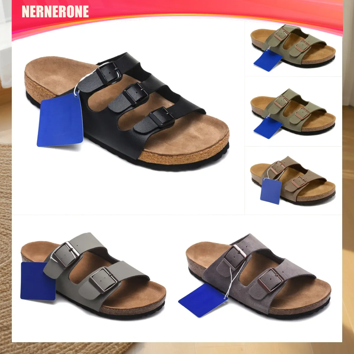 Designer Slippers Sandalen Sandalen Zomer Flats Sexy Real Leather Platform Shoes Ladies Beach Slides 2 Banden met aangepaste gouden gespen EUR 36-45