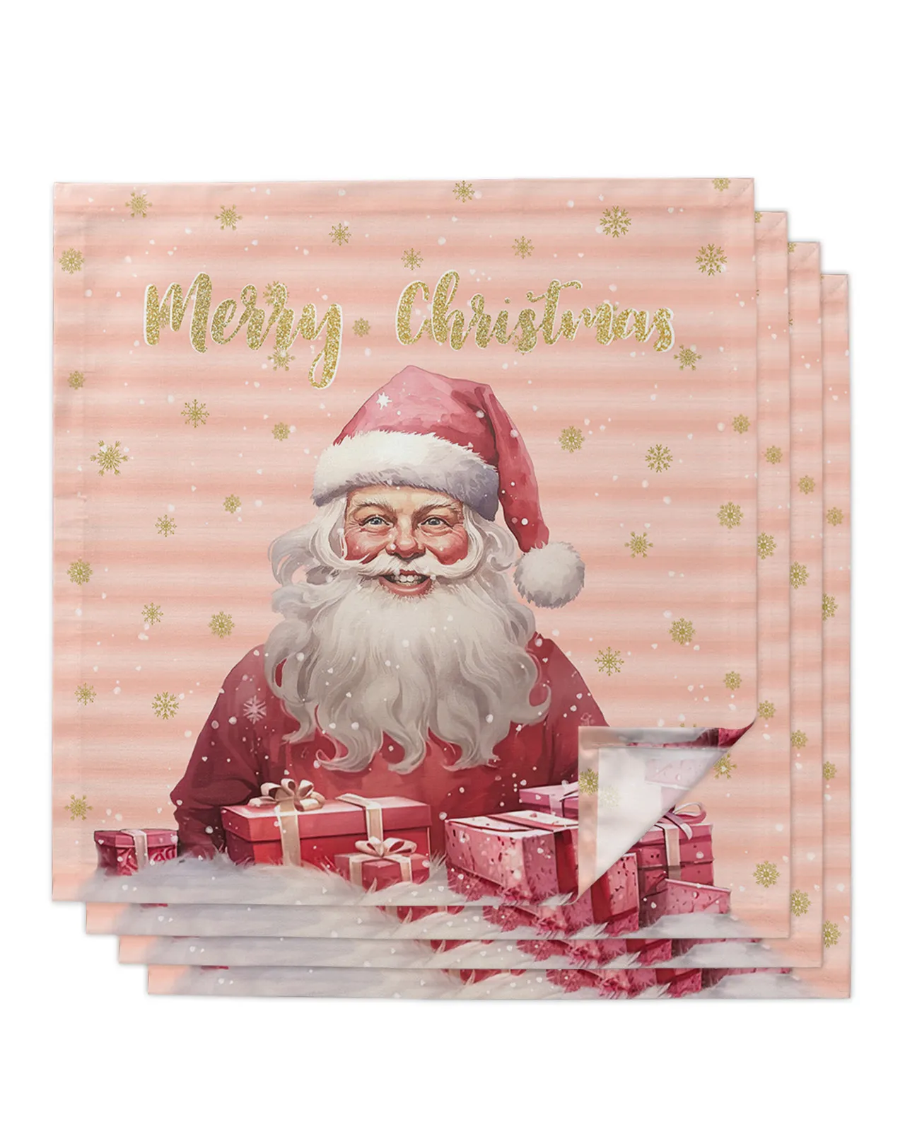 4/6 / 8pcs Christmas Santa Cadeaux Flakes de neige Napkins Tipe de restauration Table Napkins Banquet de mariage DÉCOR