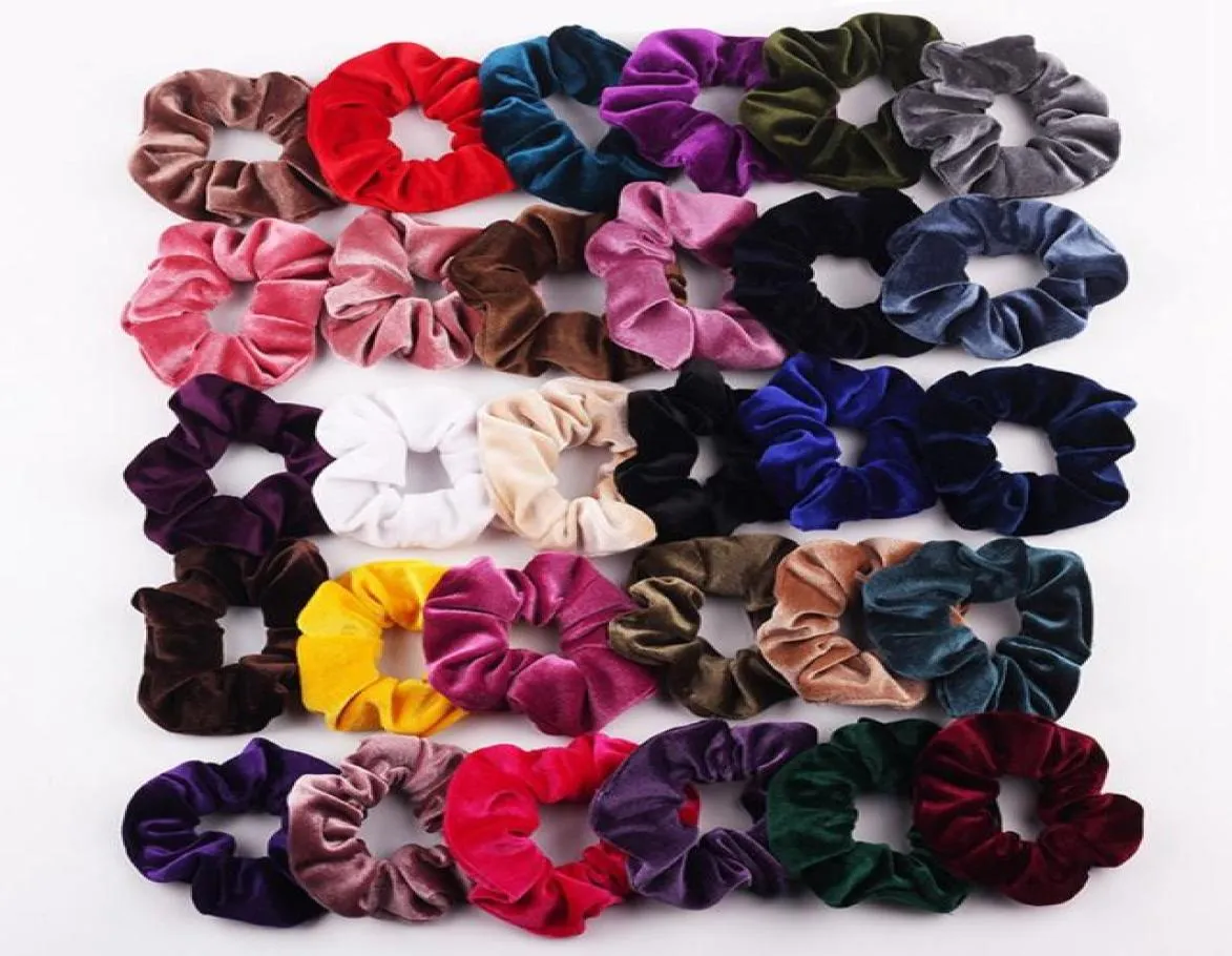 Winter Candy Color Ribbon Hair Rope Dames Velvet Scrunchie Rubberen band Zacht Warm Elastic Hair Bands Christmas Gifts Hair Accessori9546558