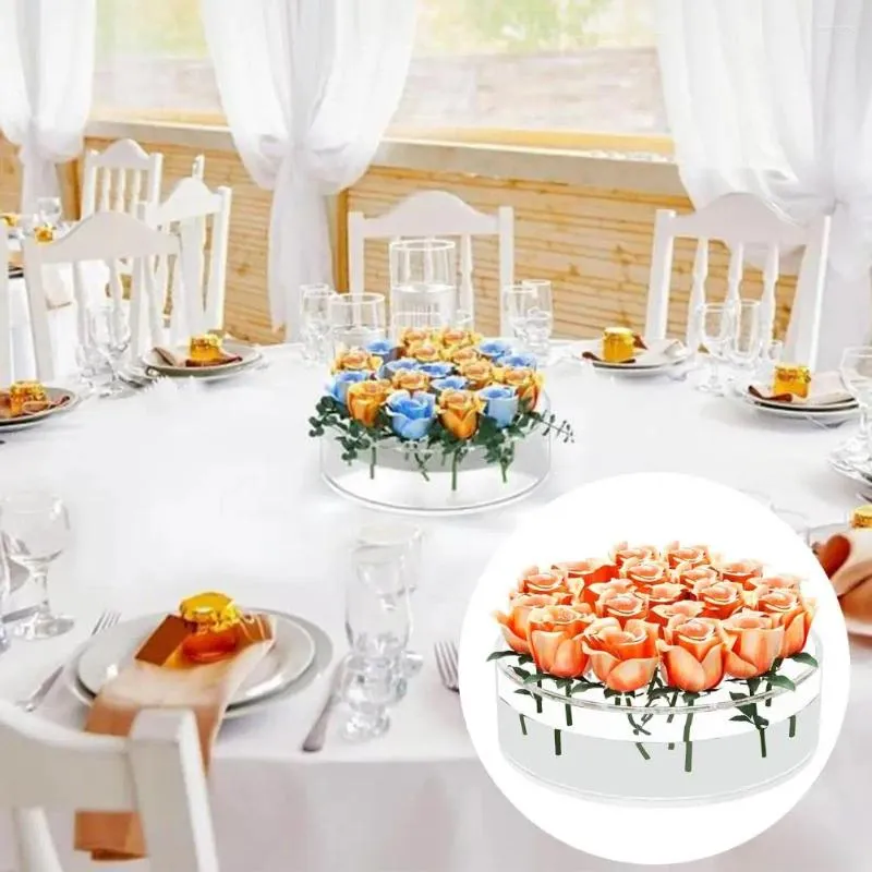 Vasos vasos de acrílico transparente Flor redonda elegante para a festa central da festa