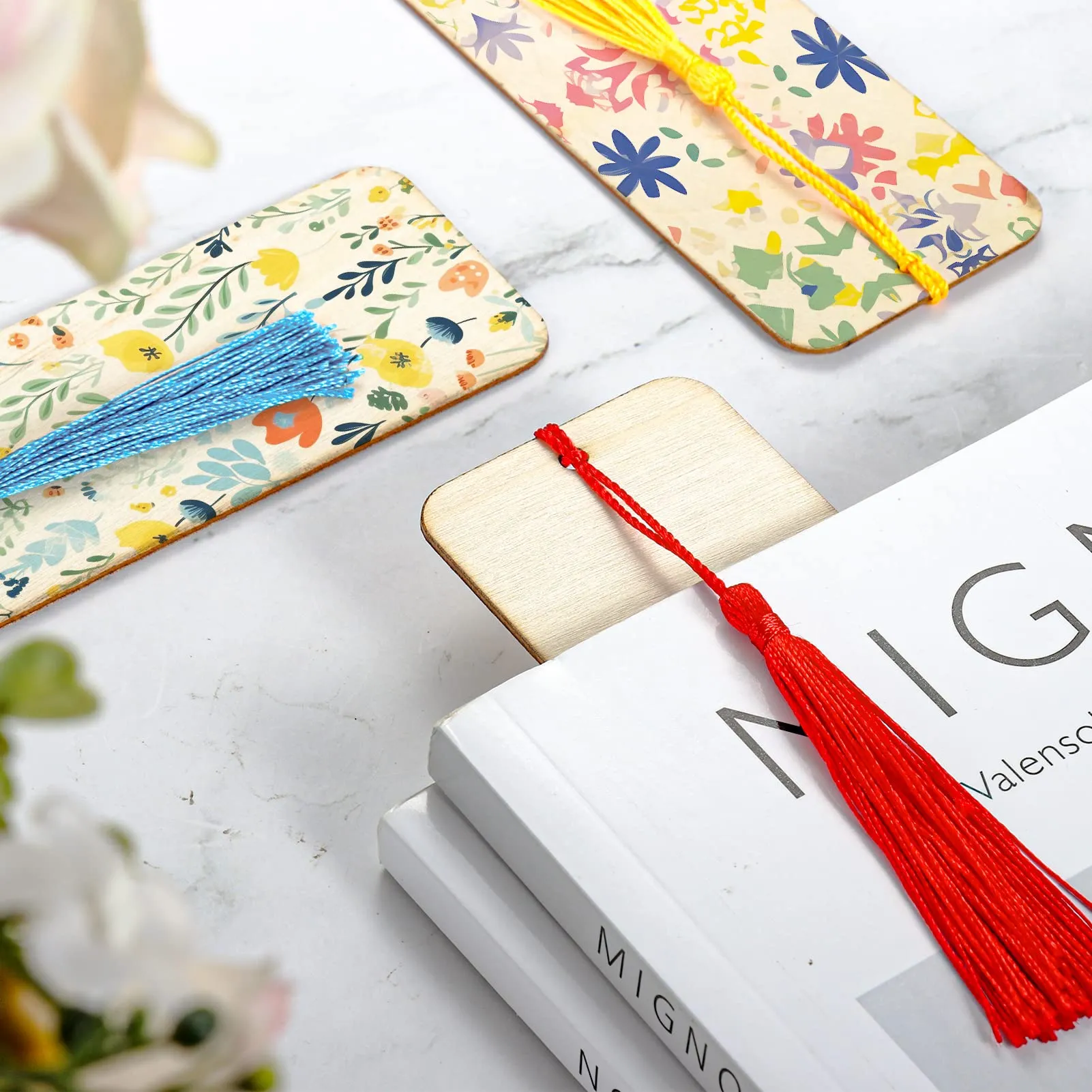 36 pezzidi bookmark in bianco in legno incompiuto rettangolo segnalibro di artigianato in legno fai -da -te con 36 pezzi da i decorazioni feste