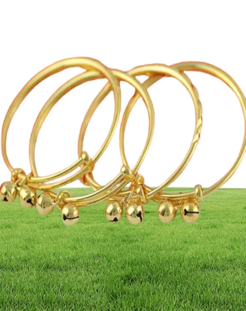 Mücevher Bebek Çan Bilek Bangles 24K Sarı Altın Renk Bangles Bebekler için Çocuklar 1466648