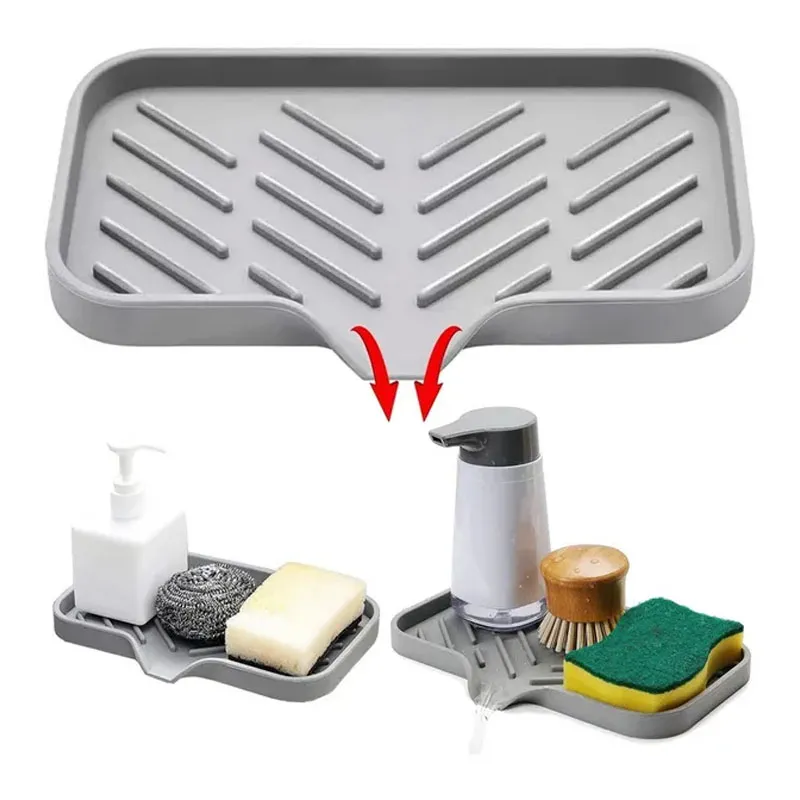 Generico Küchenspüle Organizer – Strapazierfähiges Wandregal mit Drainage-Tablett – Mehrzweck-Küchen-Gadgets für Arbeitsplatte, Geschirr, Utensilien Generico Küchenspüle Organizer – Strapazierfähiges Wandregal mit Drainage-Tablett – Mehrzweck-Küchen-Gadgets für Arbeitsplatte, Geschirr, Utensilien