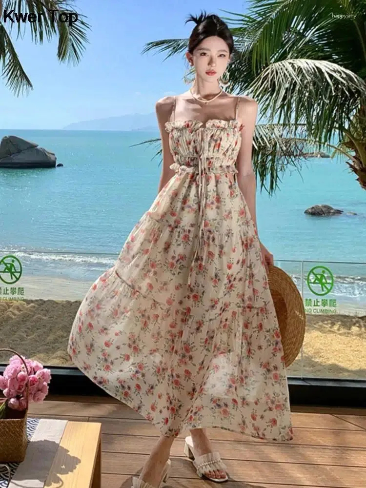 2024 Summer Floral Chiffon Dresses Sweetheart Spaghetti Straps Sundress From Happyjany 27.23 In Bulk DHgate.Com