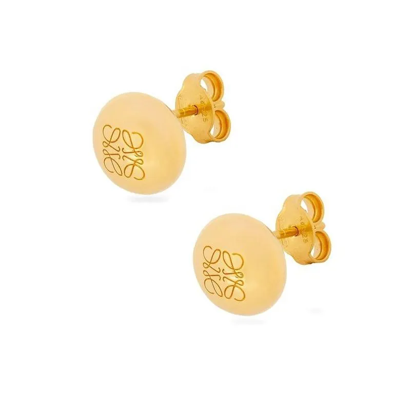 Stud 2024 New Brand L Letters Designer Earrings Retro Vintage Style Earring 18K Gold Sier Round Bean Design Luxury Brincos Bread Earin Otdpb