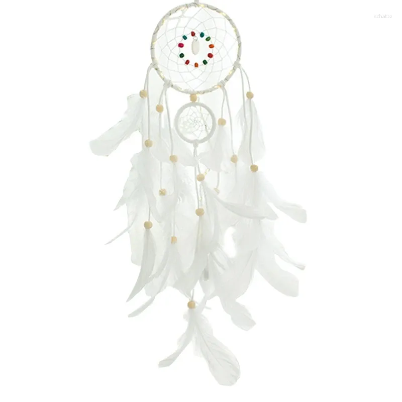 Dekorative Figuren Dream Catchers Boho Catcher handgefertigte Feder mit Lichtern Home Decor Geschenke für Freunde Wand