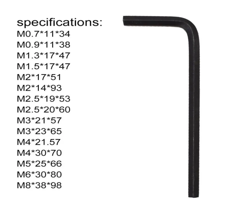 God kvalitet 07mm8mm metrisk storlek Hexagonal Wrench Chrome Vanadium Tools Universal Wrench Hexahedron Hex Keys Allen Key Hexagon 27524617