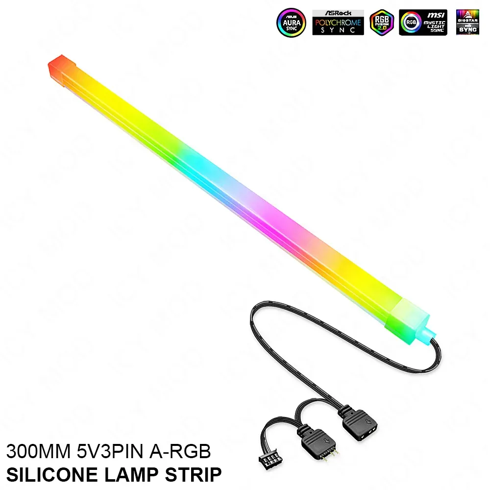 タワー300mmシリカジェルRGB LEDストリップArgbキャビネットソフトライトストリップ5V3pin Aura Gamer Mod Chassis Magnetic Lamp 30cm