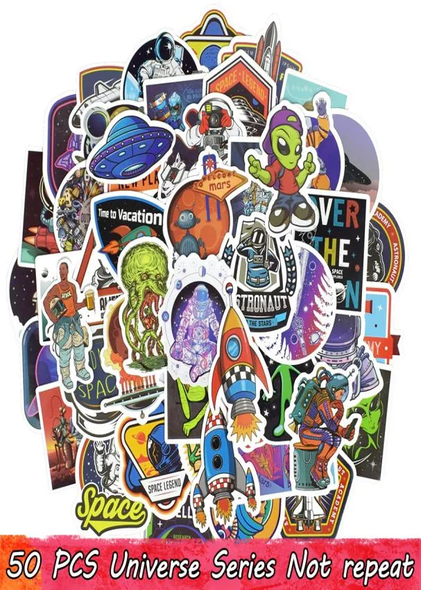 50 PCS Univers étanche Univers Ufo Alien et Astronaute Astronaut Affiches Affiches Affiches pour enfants Diy Room Home ordinateur portable Skateboard bagages M9775935