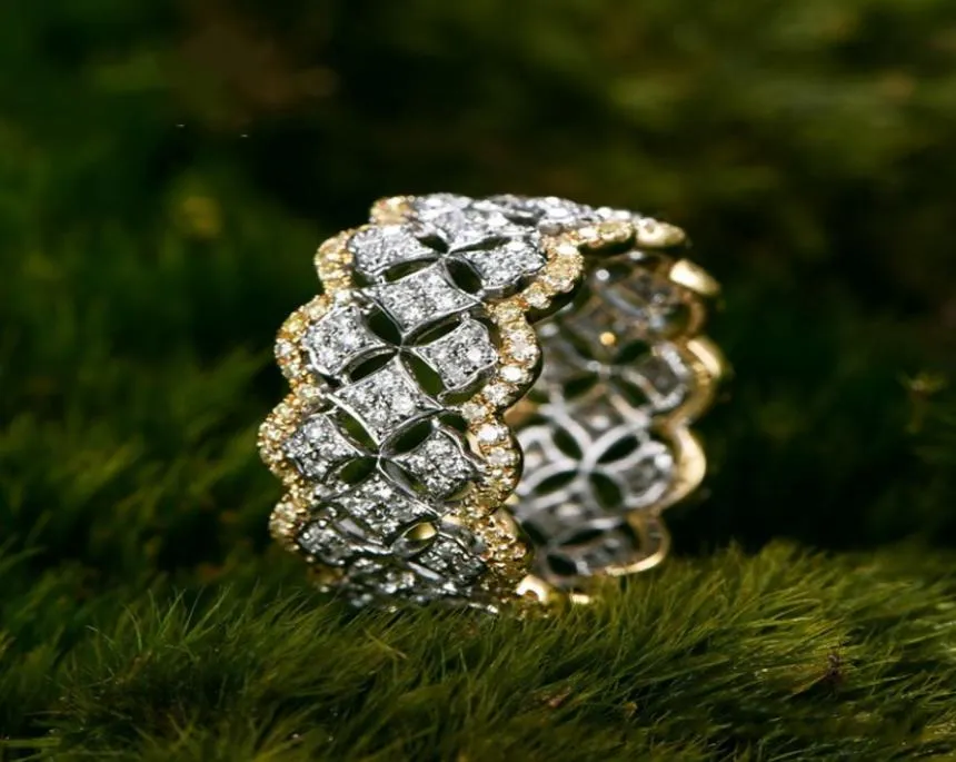 Anneau de diamant pave en or rose 18K 925 Sterling Silver Bijou Engagement Bands de mariage pour femmes4580710