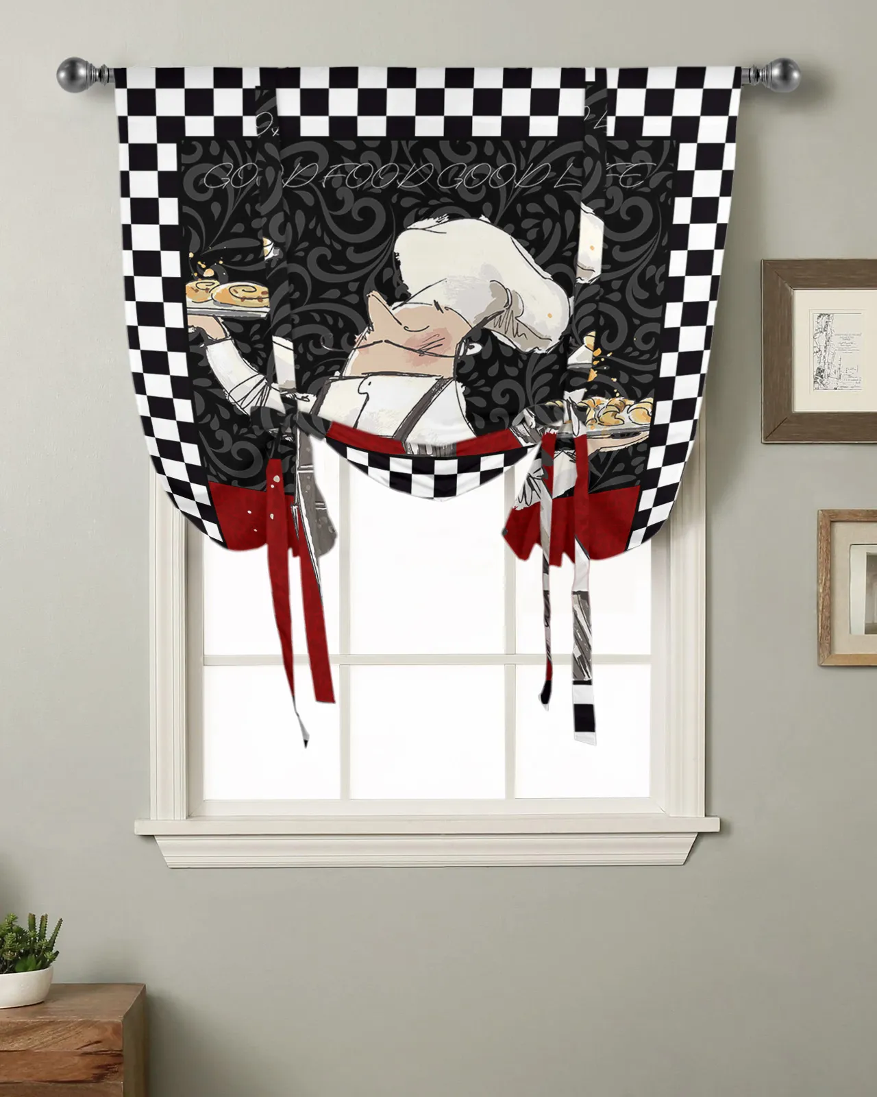 Kitchen Chef Vintage Texture Tie Up Window Curtains for Living Room Bedroom  36 Inch Short Kitchen Curtain from Dhgate Curtain - price 25.04, image size:1280x1600