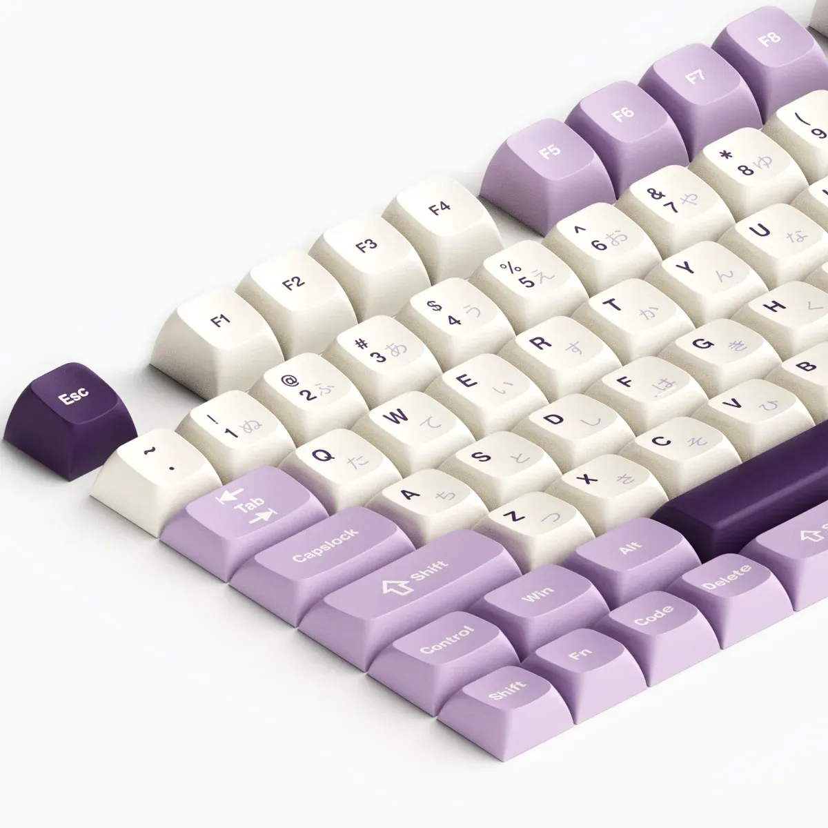 Accessoires 123 touches Keycap PBT personnalisé xvx Profil de touches japonaises violet colorant sublimatio pour GH60 / rk61 / gk64 / womier66 / alt61/87/104 Keyboards