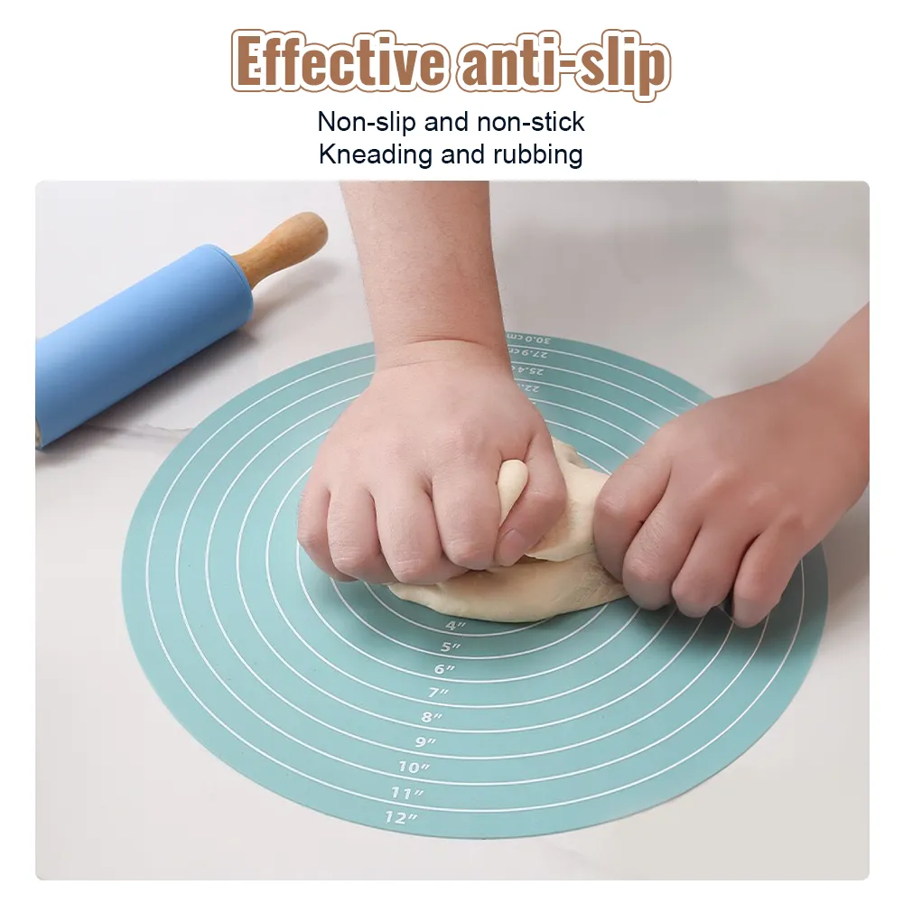 30cm Round Turntable Mat Silicone Cake Baking Mat Non-slip Mat with Scale High Temperature Resistant Bake Tool Kitchen Gadget