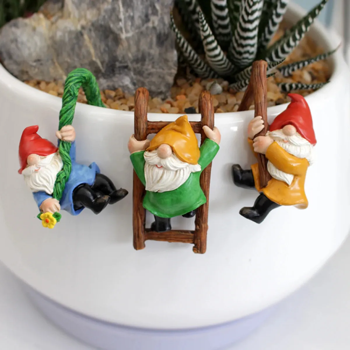 3pcs Résine Gnome Pendant pour la tasse suspendue Pot de fleur et décoration de décoration de paysage de décoration de paysage extérieur Decora 240411.