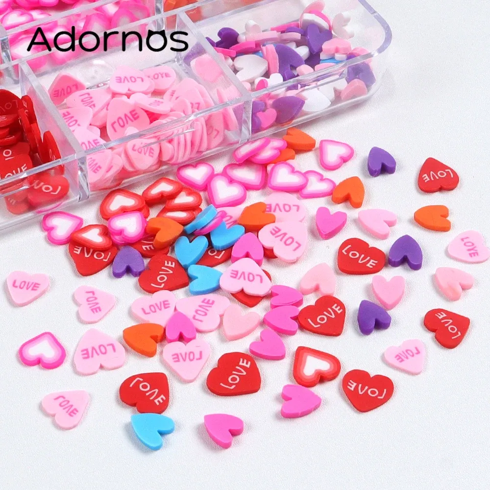 Resin Filling Love Heart Polymer Clay Slices Epoxy Resin Shaker Filler Lovely Heart Shape Mix Valentines DIY Silicone Resin Mold