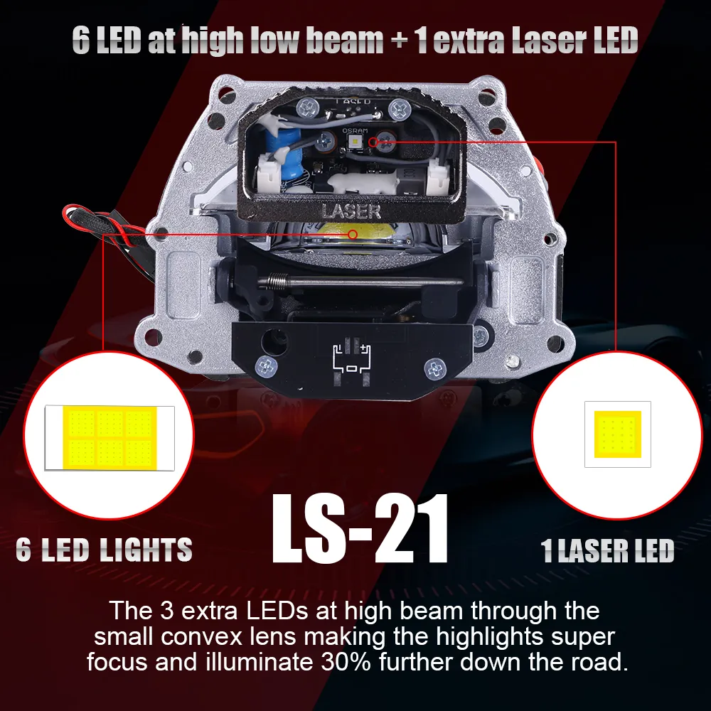 0'' Bi-LED Projector Lenses Laser LED Lights for Cars Hella 3R G5 ...