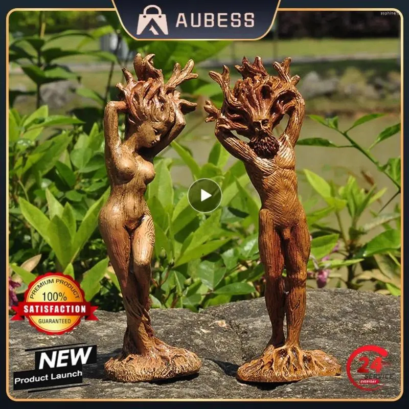 Figurine decorative Foresta Goddessa coppia statue Resin ornamenti giardino artigianato uomo verde artigianato dell'albero Dio decorazione desktop