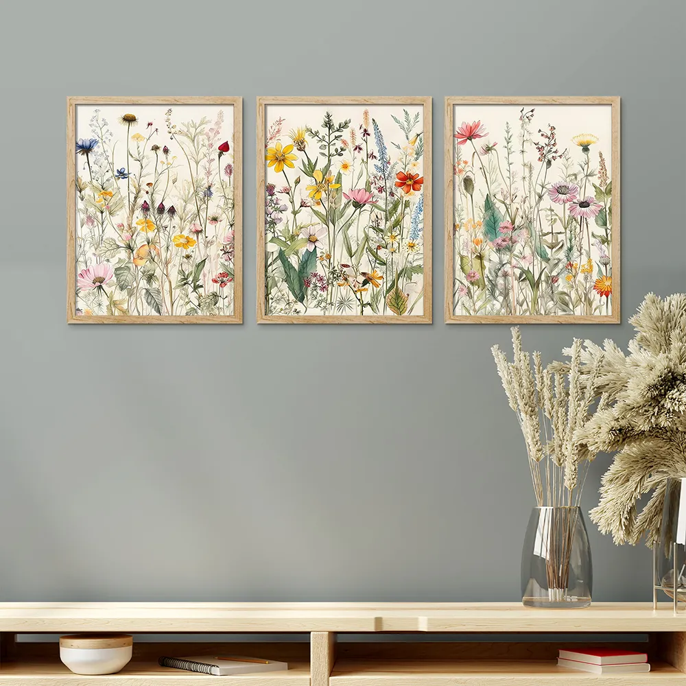 Wildflower Art Prints: Colorful Floral Canvas Posters - Rustic Wall ...
