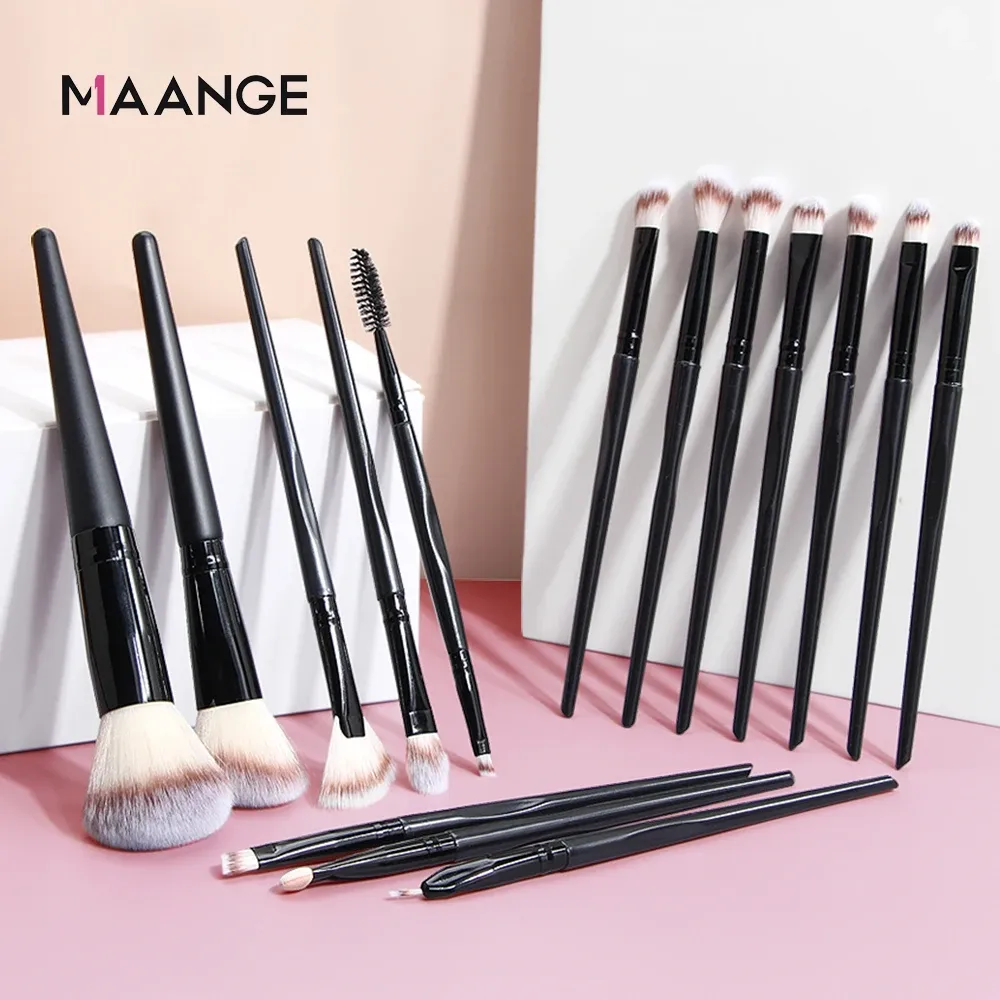 Shadow MAANGE Pro 15Pcs Makeup Brushes Set Powder Foundation Blush EyeShadow Lip Blend Cosmetic Face Make Up Brush Tool Kit Maquiagem