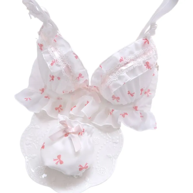 Kawaii Lace Plus Size briefs for Women - Push Up Loli Style Sweet Lingerie Set in Sizes 32-40 (A-F)