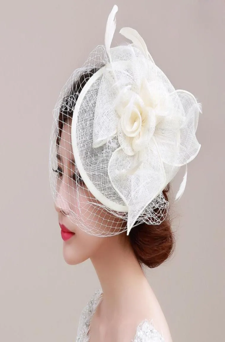 Fashion Flower Hat Bridal Tiaras Head Pieces Bomull Brudband Jannie Baltzer Birdcage Veils Wedding Hair Accessories41977203396901