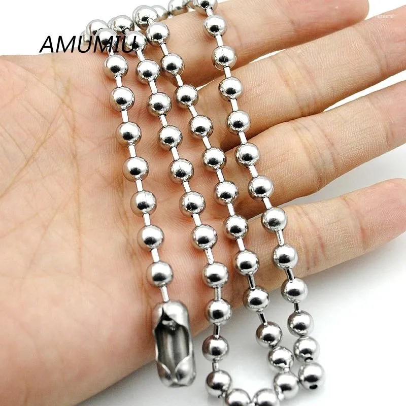 Chains AMUMIU 6mm Mens Ball Chain Necklace 40cm-70cm Stainless Steel HZN017