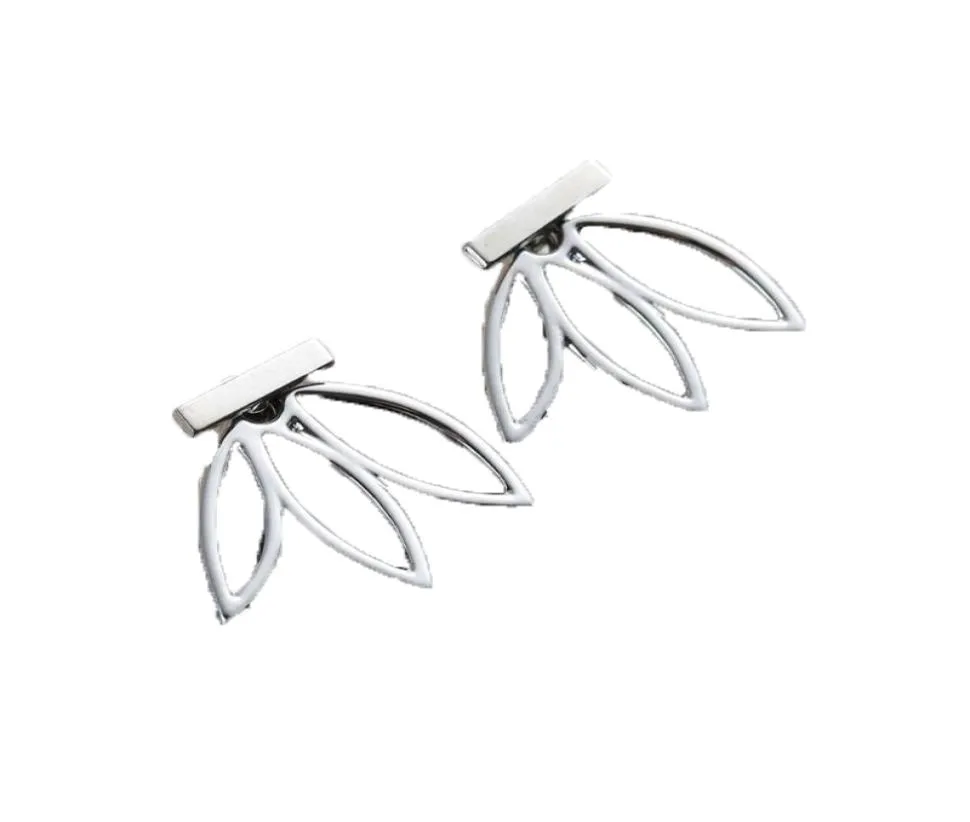 BC 2016 New Vintage Lotus Earrings Metal Bar Stud Earrings Fashion Ear Jacket Woman Jewelry RoseGold Plated Silver tone 1 Piece7106643