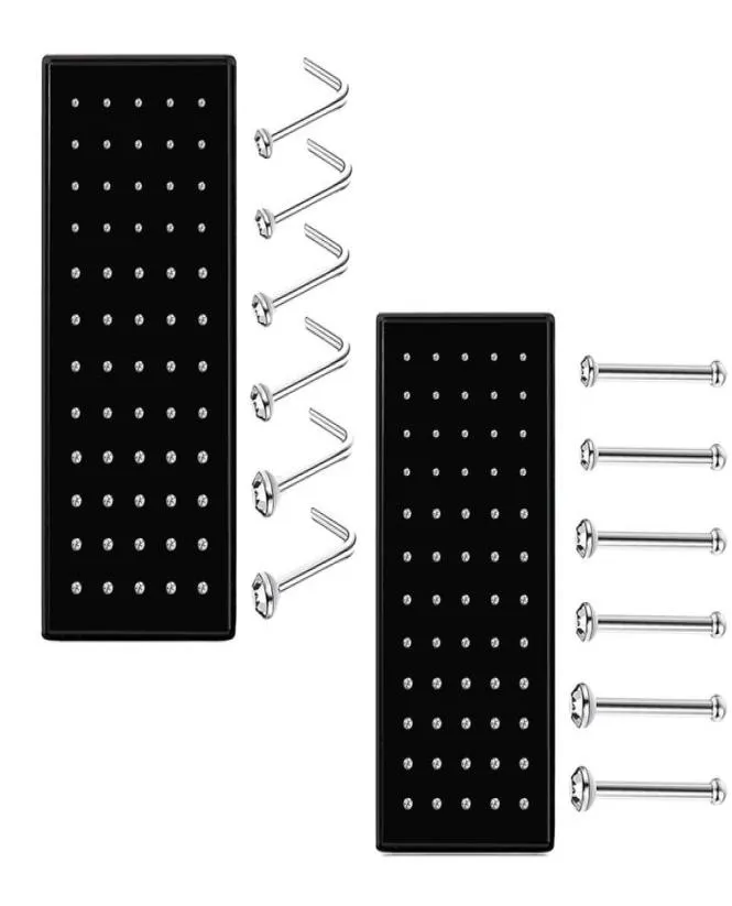 60pcsset rostfritt stål näsa piercing näsa studs näsring mode kropp piercing ben stud smycken vit multicolor4253830