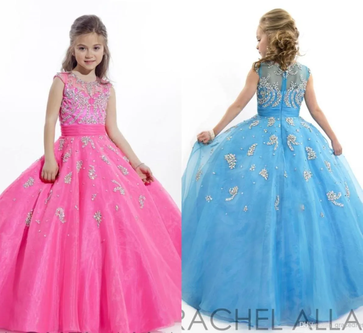 Blue Rachel Allan Girls Pageant Dress Free Crew Sece Sect Tuler Crinestone Crystal Beads Glitz Ball Flow