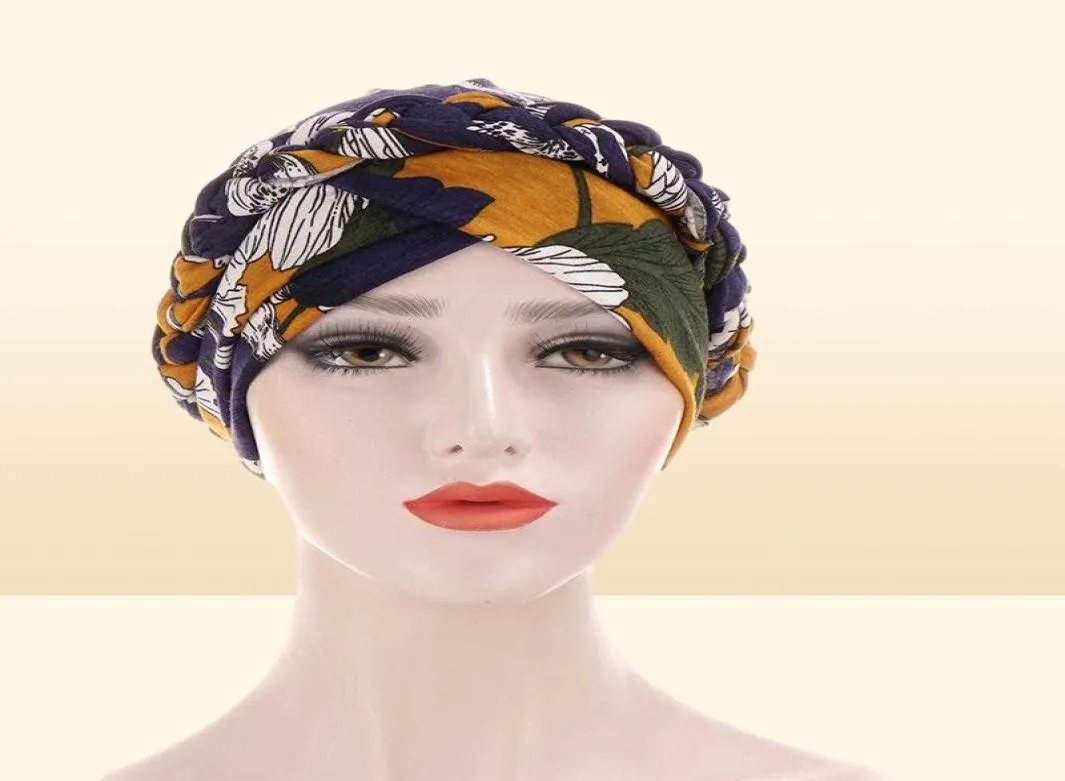 2020 Nouveau imprimé Muslim Turban Hijab pour les femmes Bohemia Cap Cap arabe Tête d'intérieur Hijabs Bonnet Femme Musulman Turbante Mujer X08034452577