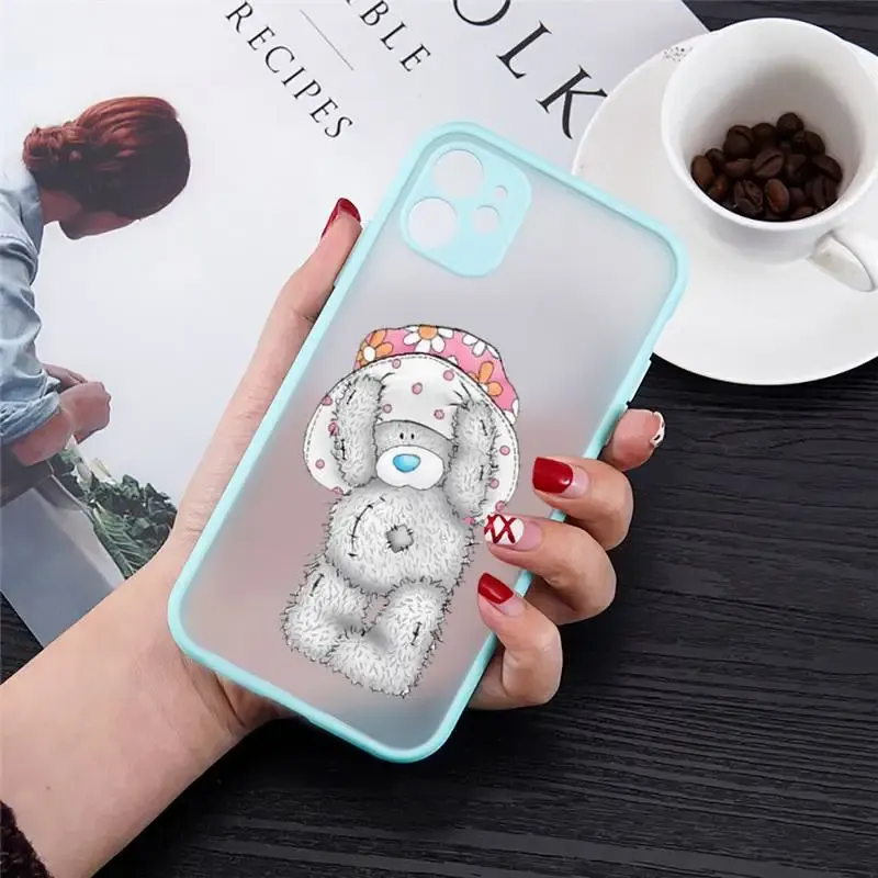 Tatty Teddy 귀여운 곰 전화 케이스 iPhone 14 11 12 13 Plus Mini Pro Max 커버에 대한 투명
