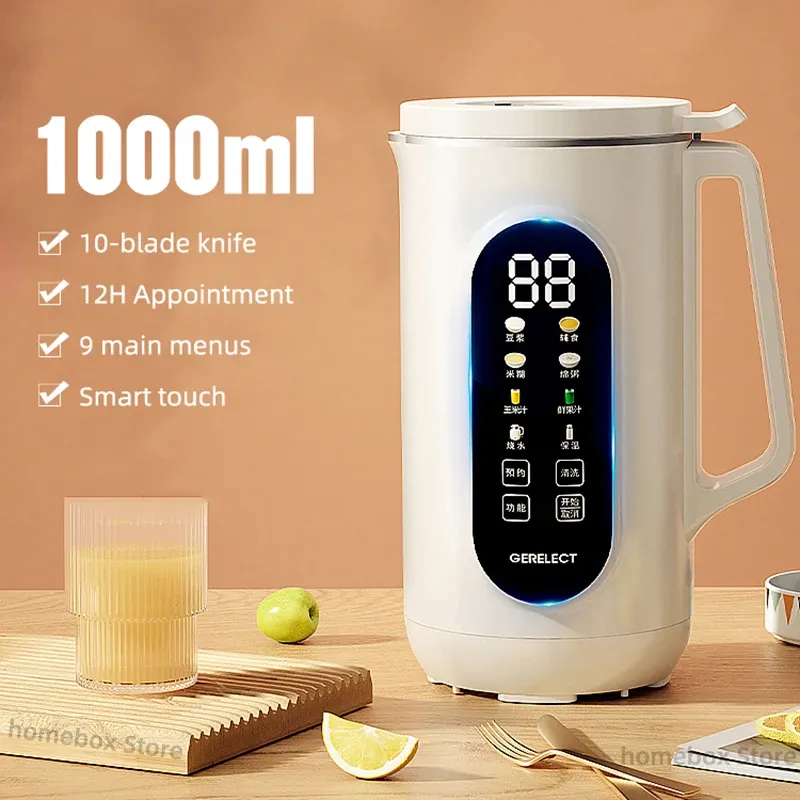 Entsafter 1000 ml Sojabohnenmilchmaschinen Elektrische Juicer Multifunktional Wandbrechungsmaschine Automatische Heizkochkochen Soy Milk Maker