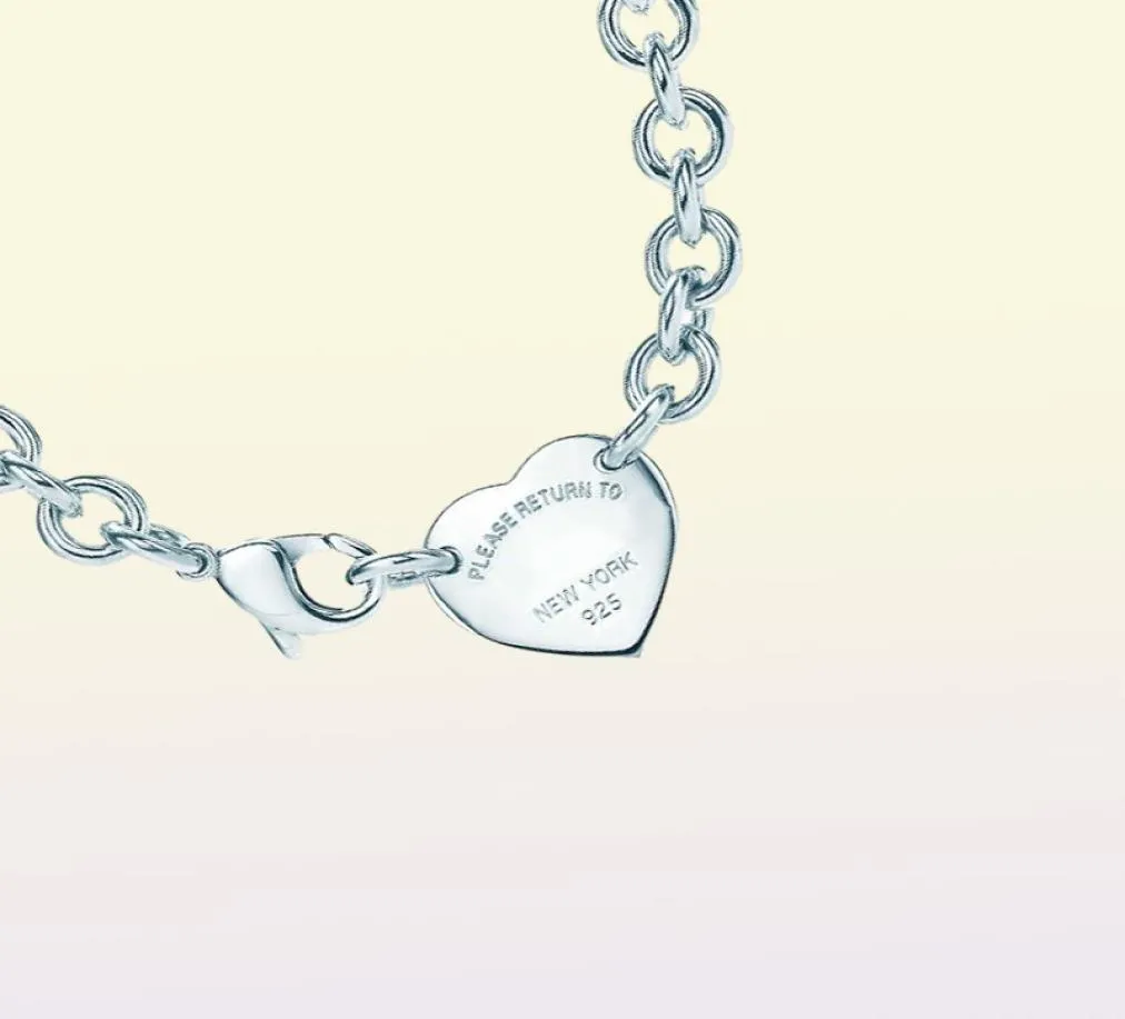 Heart Shaped Cross Key 925 Sterling Silver Necklace Bracelet Woman Jewelry Fashionable Simple Memorial Day Wedding Party Necklace7983356