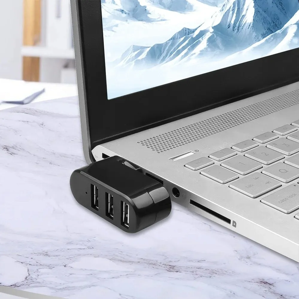 Rotating Multi Adapter 3 Port USB 2.0 Hub High Speed Rotating Mini USB Splitter Adapter For ...