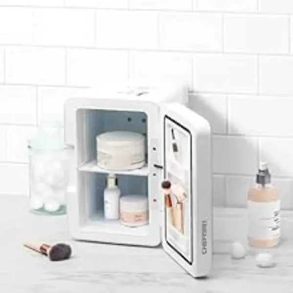 mini beauty fridge cosmetic makeup mirror white led lighting skin care storage face mask medicine